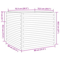 vidaXL Odlingslåda vaxbrun 80x80x68,5 cm massiv furu