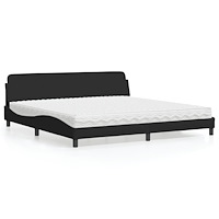 vidaXL Säng med madrass svart 200x200 cm tyg