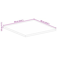 vidaXL Bordsskiva 60x60x3,8 cm fyrkantig massivt mango-trä