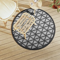 vidaXL Utomhusmatta ARAKIL svart Ø120 cm PP
