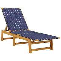 vidaXL Solsängar 2 st med bord mörkblå massivt akaciaträ