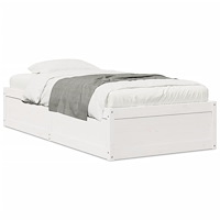 vidaXL Sängram utan madrass vit 100x200 cm massiv furu