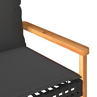 vidaXL Trädgårdsbänk med dyna svart konstrotting akaciaträ