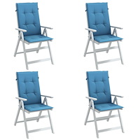vidaXL Stolsdynor högt ryggstöd 4 st melerad blå 120x50x4 cm tyg