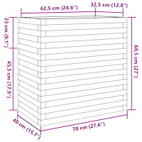 vidaXL Odlingslåda vaxbrun 70x40x68,5 cm massiv furu