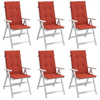 vidaXL Stolsdynor högt ryggstöd 6 st melerad röd 120x50x4 cm tyg