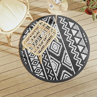 vidaXL Utomhusmatta ARAKIL svart Ø120 cm PP
