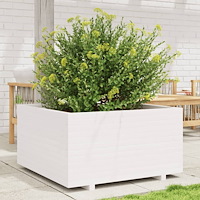vidaXL Odlingslåda vit 90x90x49,5 cm massiv furu