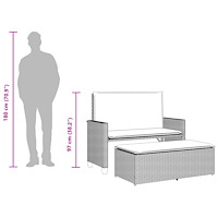 vidaXL Trädgårdsbänk med dynor och fotpall beige konstrotting