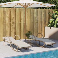 vidaXL Solsängar 2 st med dynor beige konstrotting