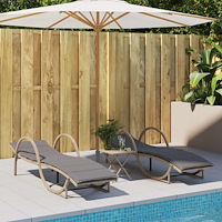 vidaXL Solsängar 2 st med dynor beige konstrotting