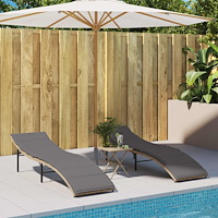 vidaXL Solsängar 2 st med dynor beige konstrotting