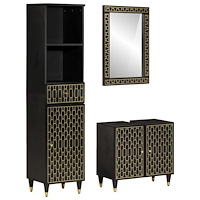 vidaXL Badrumsmöbler 3 delar massivt mangoträ