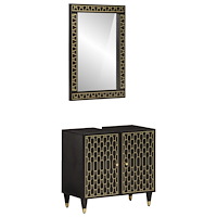 vidaXL Badrumsmöbler 2 delar massivt mangoträ