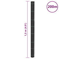 vidaXL Ogräsmatta svart 1,5x200 m PP