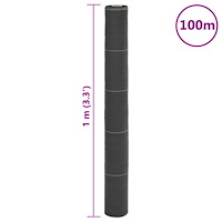 vidaXL Ogräsmatta svart 1x100 m PP