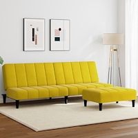 vidaXL Bäddsoffa 2-sits med fotpall gul sammet