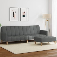 vidaXL Bäddsoffa 2-sits med fotpall mörkgrå tyg