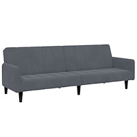 vidaXL Bäddsoffa 2-sits med fotpall mörkgrå sammet
