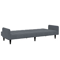 vidaXL Bäddsoffa 2-sits med fotpall mörkgrå sammet