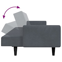vidaXL Bäddsoffa 2-sits med fotpall mörkgrå sammet