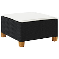 vidaXL Trädgårdspall med dyna svart 63,5x56x32 cm konstrotting