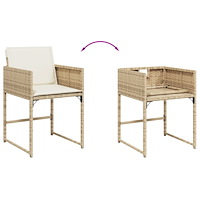 vidaXL Matgrupp för trädgården med dynor 15 delar beige konstrotting