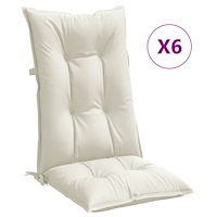 vidaXL Stolsdynor högt ryggstöd 6 st melerad gräddvit 120x50x7 cm tyg