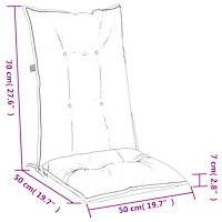 vidaXL Stolsdynor högt ryggstöd 6 st melerad gräddvit 120x50x7 cm tyg