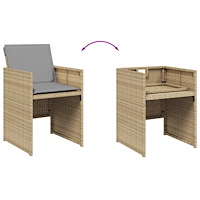 vidaXL Matgrupp för trädgården med dynor 11delar mixbeige konstrotting