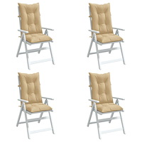 vidaXL Stolsdynor högt ryggstöd 4 st melerad beige 120x50x7 cm tyg