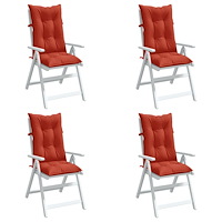 vidaXL Stolsdynor högt ryggstöd 4 st melerad röd 120x50x7 cm tyg