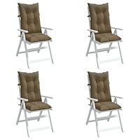 vidaXL Stolsdynor högt ryggstöd 4 st melerad taupe 120x50x7 cm tyg