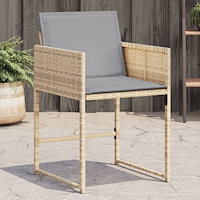 vidaXL Trädgårdsstolar med dynor 4 st blandad beige konstrotting