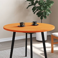 vidaXL Bordsskiva rund vaxad brun Ø90x2,5 cm massiv furu
