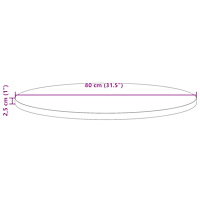 vidaXL Bordsskiva rund vaxad brun Ø80x2,5 cm massiv furu