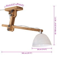 vidaXL Taklampa 25 W vit 105x30x65-108 cm E27