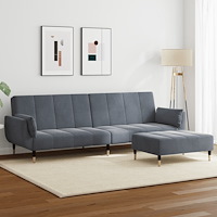 vidaXL Bäddsoffa 2-sits med fotpall mörkgrå sammet