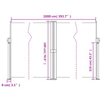 vidaXL Infällbar sidomarkis terrakotta 180x1000 cm