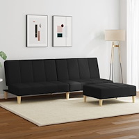 vidaXL Bäddsoffa 2-sits med fotpall svart tyg