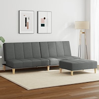 vidaXL Bäddsoffa 2-sits med fotpall mörkgrå tyg