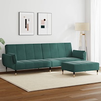 vidaXL Bäddsoffa 2-sits med fotpall mörkgrön sammet