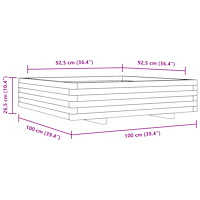 vidaXL Odlingslåda 100x100x26,5 cm massivt furuträ