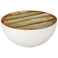 vidaXL Skålformat soffbord vit Ø50x24,5 cm massivt återvunnet trä