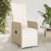 vidaXL Justerbara trädgårdsstolar 2 st med dynor beige konstrotting