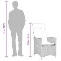 vidaXL Matgrupp för trädgården med dynor 5 delar grå konstrottning