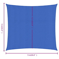 vidaXL Solsegel 160 g/m² fyrkantig blå 5x5 m HDPE