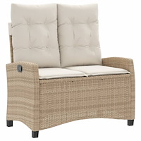 vidaXL Soffgrupp för trädgården med dynor 4 delar beige konstrotting