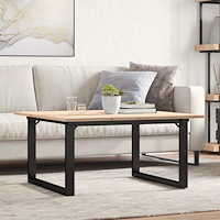 vidaXL Soffbord O-ram 80x80x45 cm massiv furu och stål