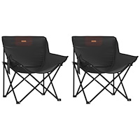 vidaXL Campingstolar med ficka fällbar 2 st svart